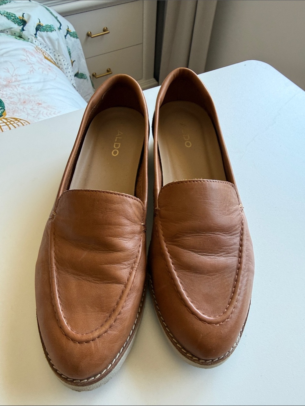 ALDO Men's Brown Leather Slip-On Loafers
